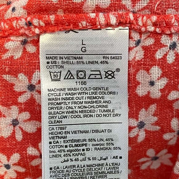 Old Navy Women Classic Bloomcore Ditzy Floral Retro Linen Cotton Button Shirt L - Picture 11 of 12
